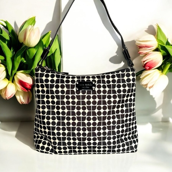 kate spade Handbags - Vintage Rare Kate Spade Black and White Polka Dot Shoulder Bag